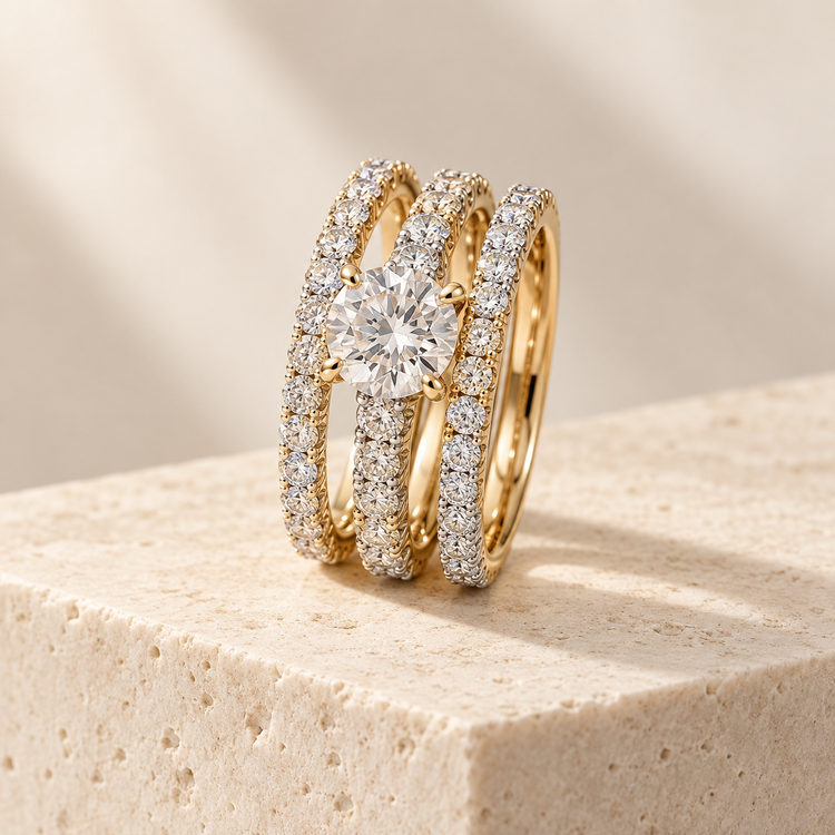 Éclat three-piece clear crystal ring stack