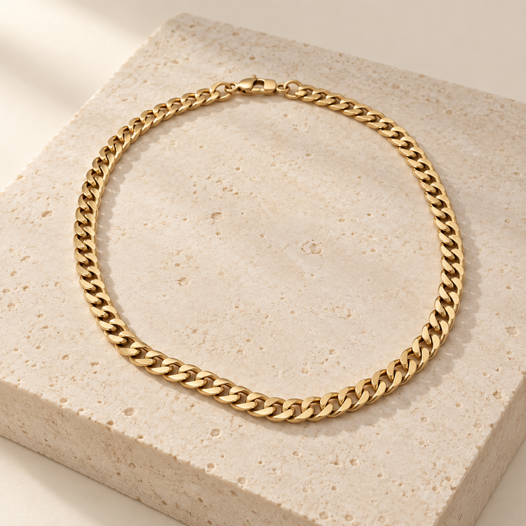 Paris polished gold-tone curb chain necklace