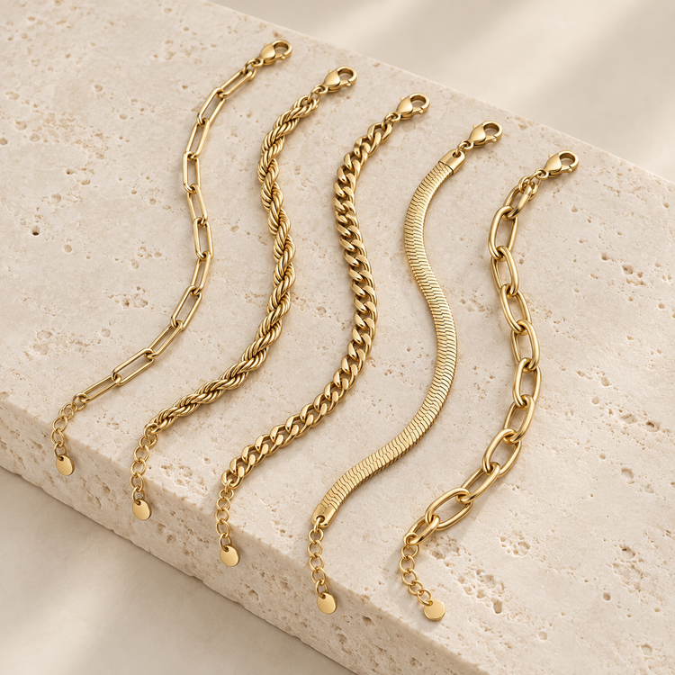 Galerie five-piece layered gold-tone bracelet set