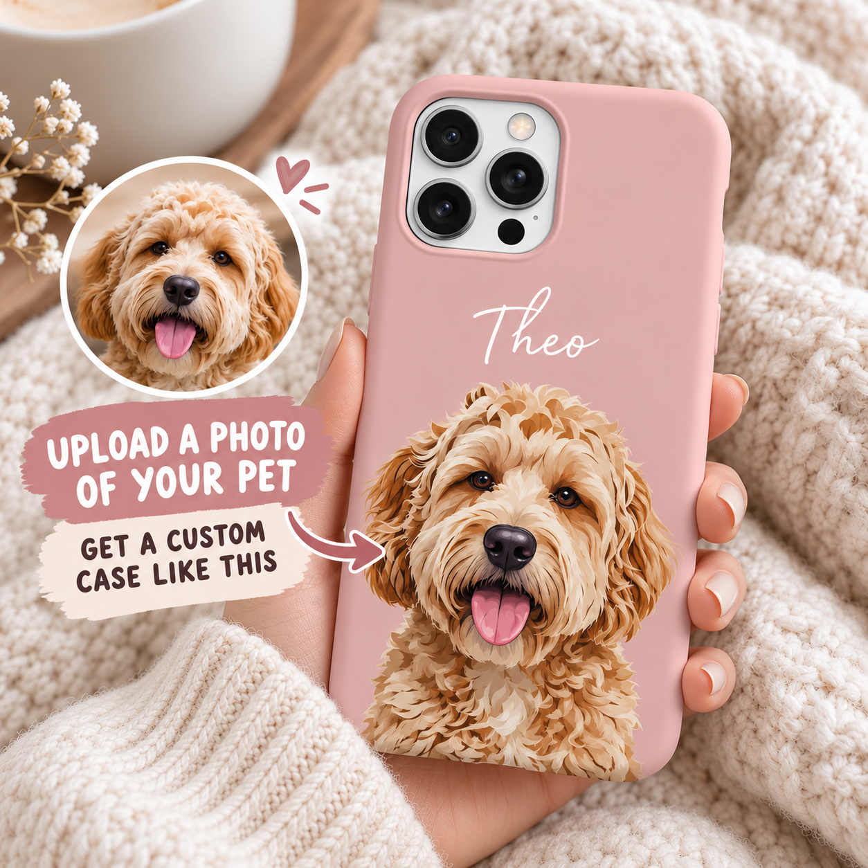 Blush Pink personalized pet phone case