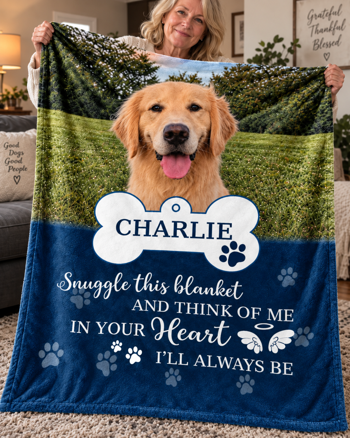 Snuggle Me personalized pet memorial blanket